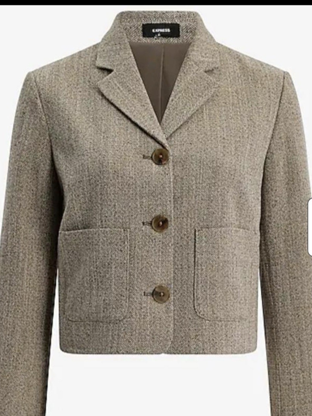 Express Taupe Tweed Cropped Blazer